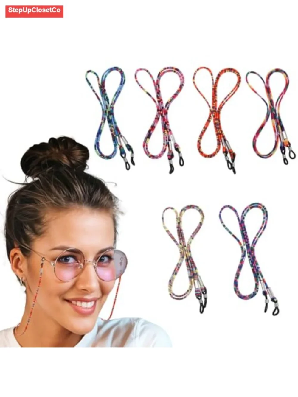 6pcs Eyeglass Strap Women Men Bohemian Glasses Chain Holder Woven Necklace